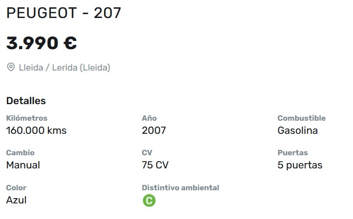 Datos Peugeot 207